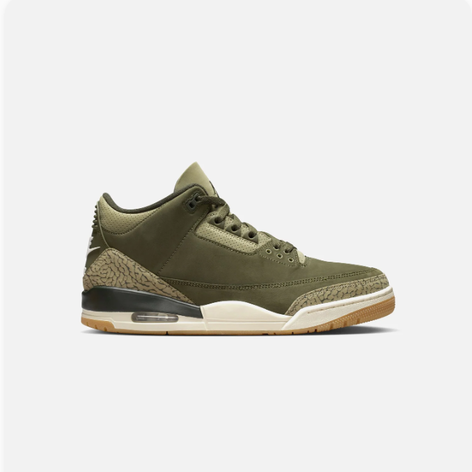 Olive Green Sneakers with Elephant-Print Overlays