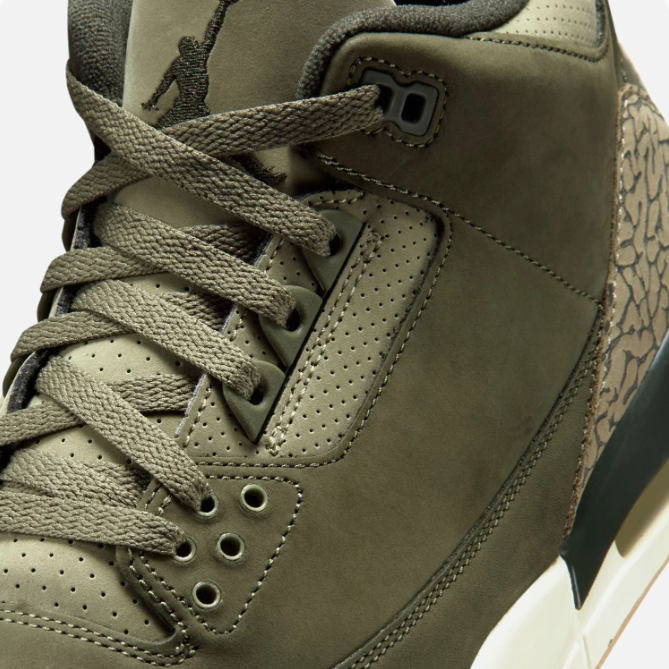 Olive Green Sneakers with Elephant-Print Overlays