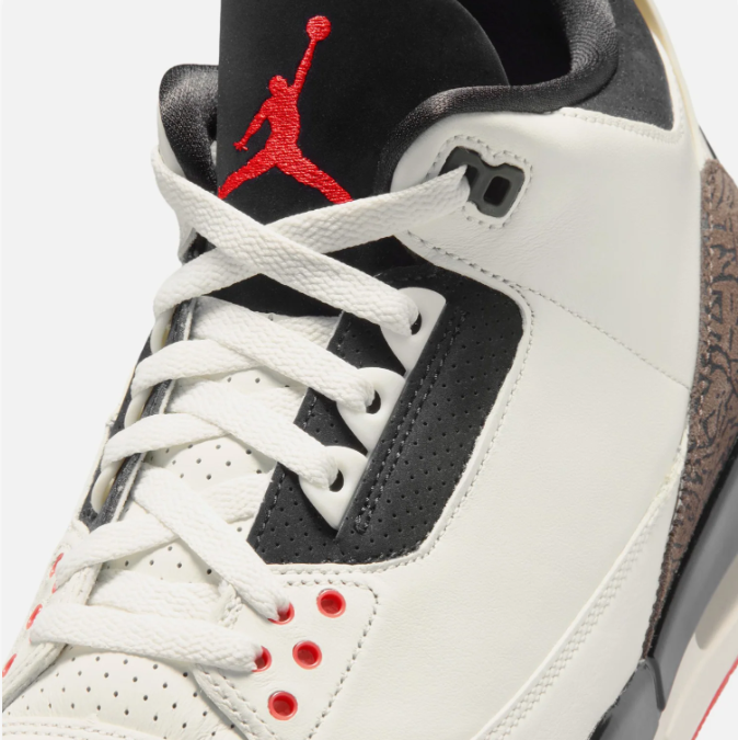 Cream & Black Sneakers with Red Accents