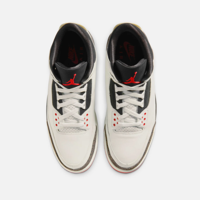 Cream & Black Sneakers with Red Accents