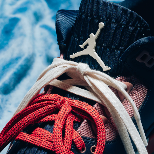 Navy Sneakers with Mismatched Blue & Red Accents