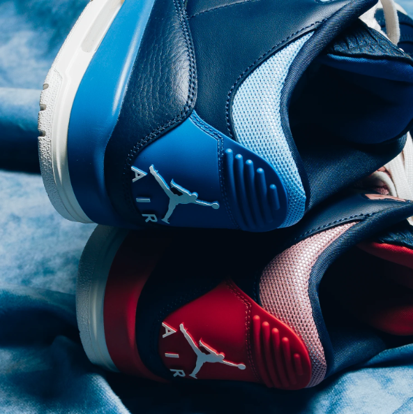 Navy Sneakers with Mismatched Blue & Red Accents