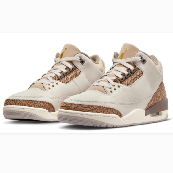 Cream & Tan Sneakers with Elephant-Print Overlays