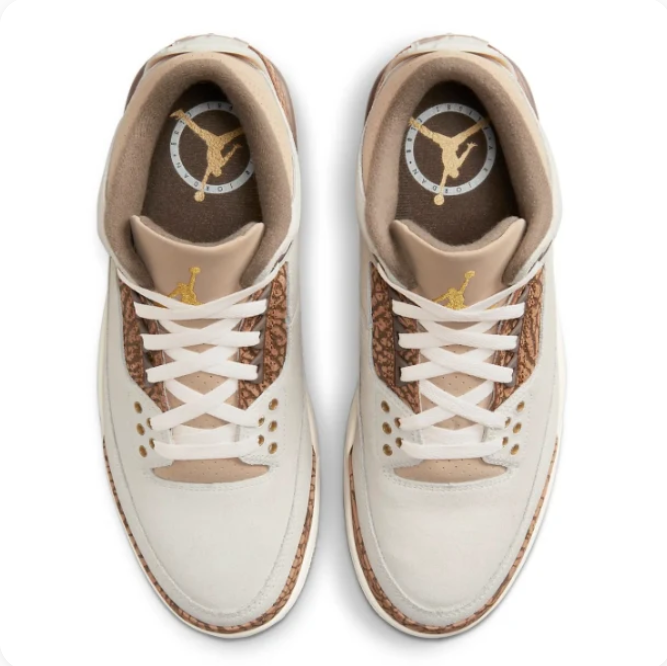 Cream & Tan Sneakers with Elephant-Print Overlays