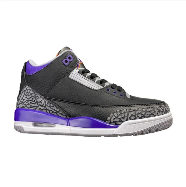 Black & Purple Sneakers with Elephant-Print Overlays