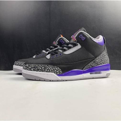 Black & Purple Sneakers with Elephant-Print Overlays