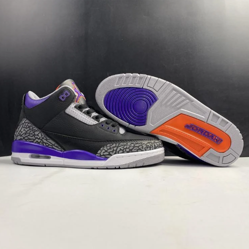 Black & Purple Sneakers with Elephant-Print Overlays