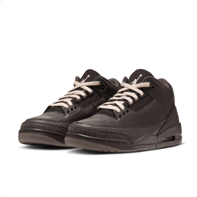 Dark Brown Sneakers with Cream Laces & Elephant-Print Overlays