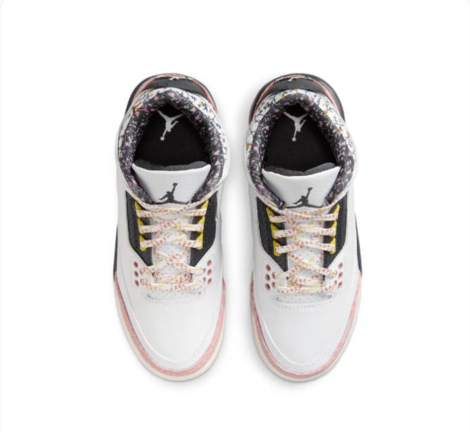 White & Pink Sneakers with Patterned Collars & Yellow Accents