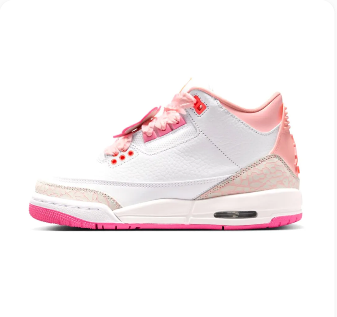 White & Pink Sneakers with Colorful Flower Lace Details