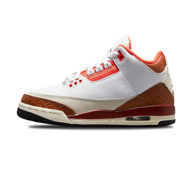 White & Brown Sneakers with Coral Accents