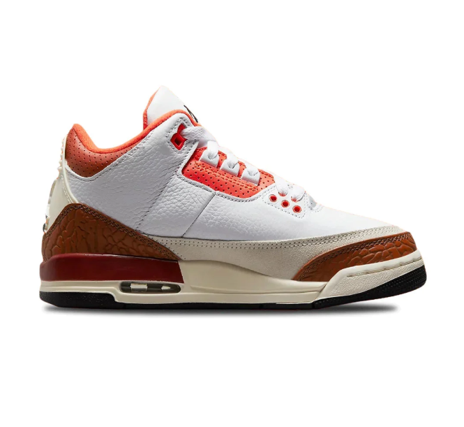 White & Brown Sneakers with Coral Accents