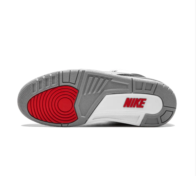 White & Black Sneakers with Grey Panels & Red Accents