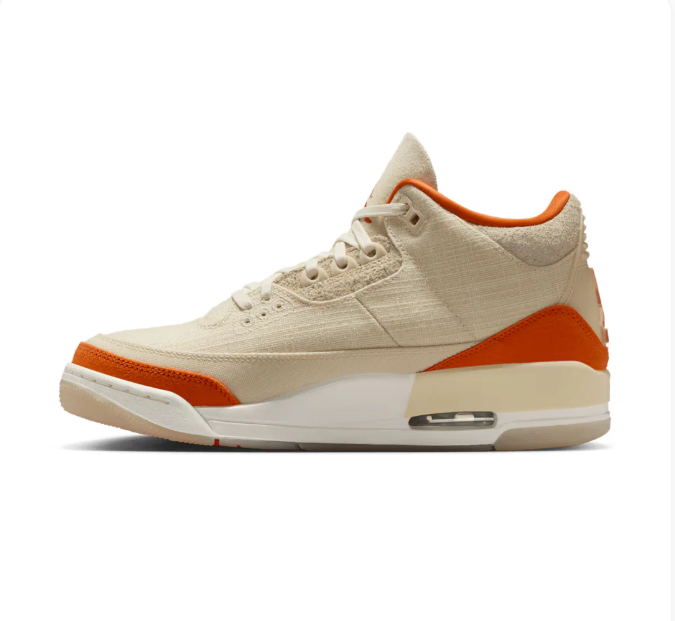Cream & Orange Sneakers with Textured Overlays