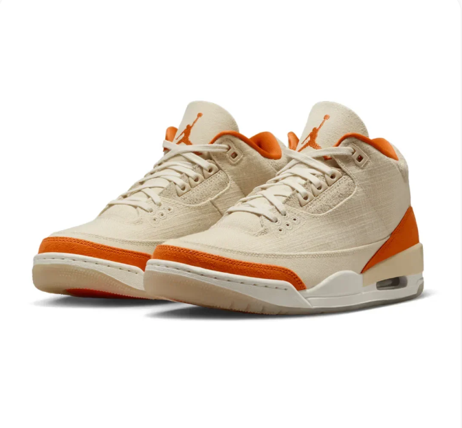Cream & Orange Sneakers with Textured Overlays