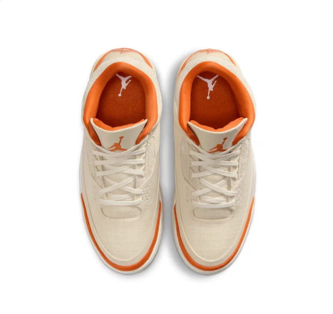 Cream & Orange Sneakers with Textured Overlays