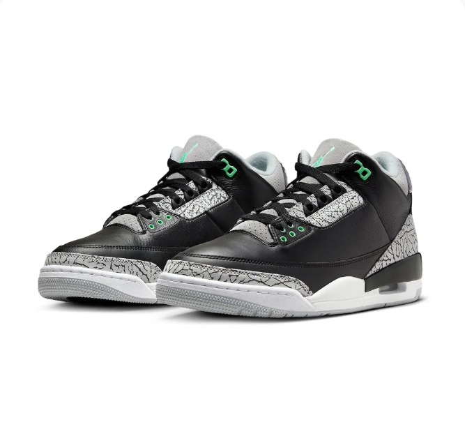 Black & Grey Sneakers with Mint Accents & Elephant-Print Overlays