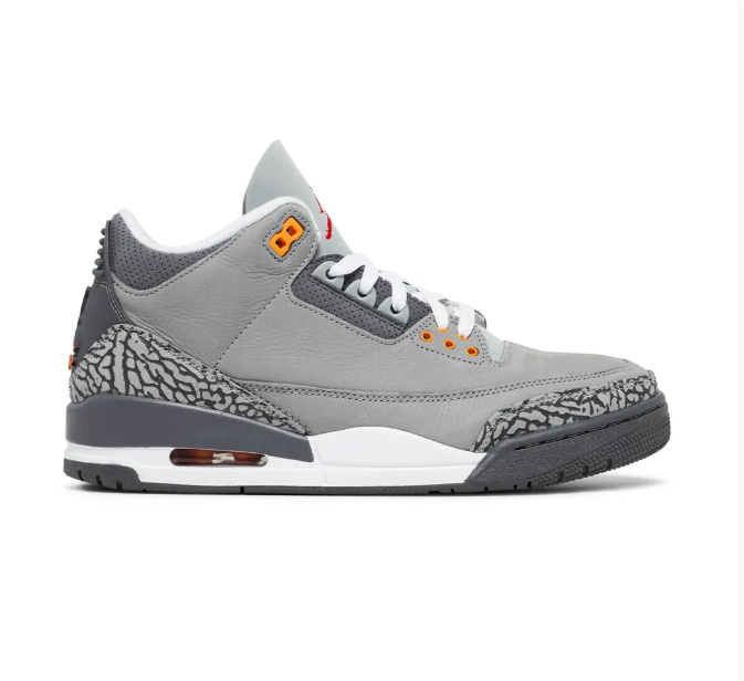 Grey Sneakers with Elephant-Print Overlays & Orange Accents