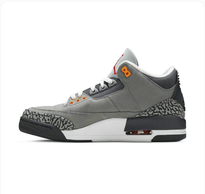 Grey Sneakers with Elephant-Print Overlays & Orange Accents