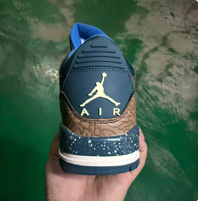 Brown & Blue Sneakers with Tan Elephant-Print Overlays