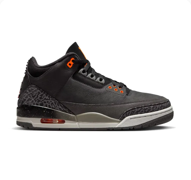 Black Sneakers with Orange Accents & Elephant-Print Overlays