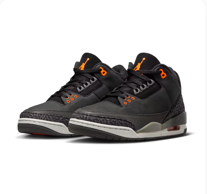 Black Sneakers with Orange Accents & Elephant-Print Overlays