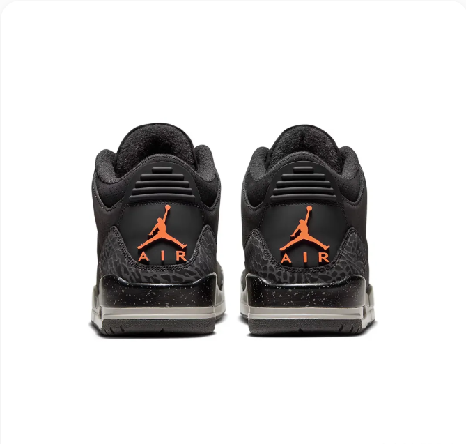Black Sneakers with Orange Accents & Elephant-Print Overlays
