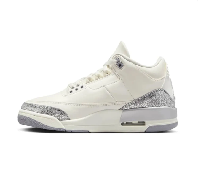 White & Silver Sneakers with Textured Overlays