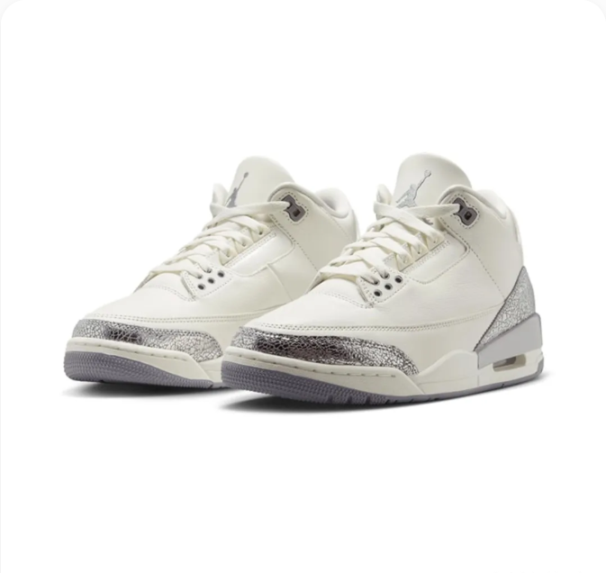 White & Silver Sneakers with Textured Overlays