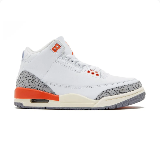 White & Orange Sneakers with Grey Elephant-Print Overlays