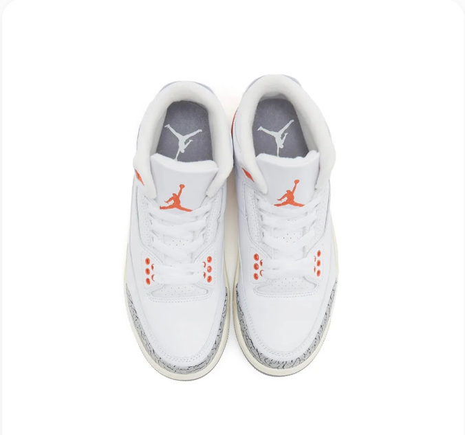 White & Orange Sneakers with Grey Elephant-Print Overlays