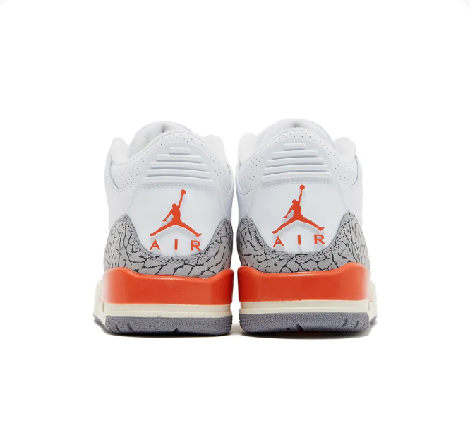White & Orange Sneakers with Grey Elephant-Print Overlays