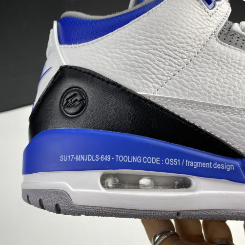White & Blue Sneakers with Black Toe and Heel Overlays