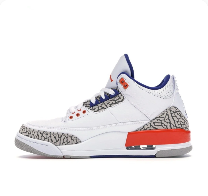 White Sneakers with Orange & Blue Accents and Elephant-Print Overlays