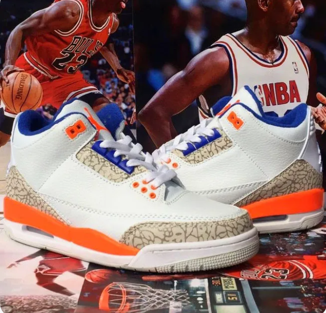 White Sneakers with Orange & Blue Accents and Elephant-Print Overlays