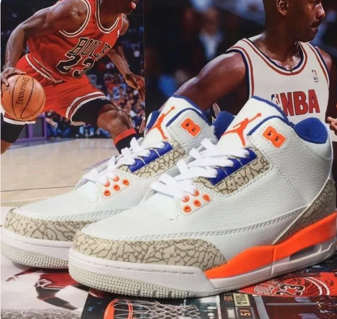 White Sneakers with Orange & Blue Accents and Elephant-Print Overlays
