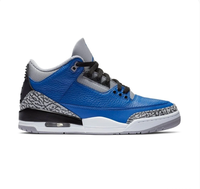 Blue & Black Sneakers with Grey Elephant-Print Overlays