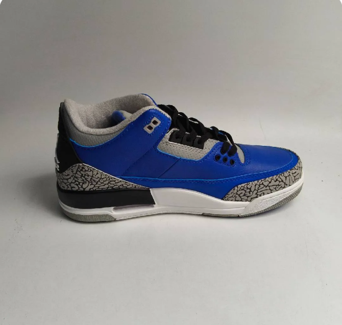 Blue & Black Sneakers with Grey Elephant-Print Overlays