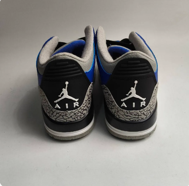 Blue & Black Sneakers with Grey Elephant-Print Overlays