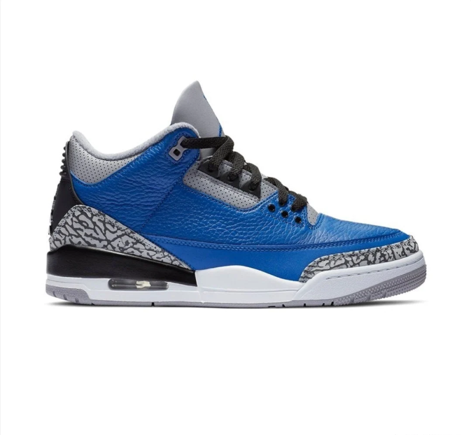 Blue & Black Sneakers with Grey Elephant-Print Overlays