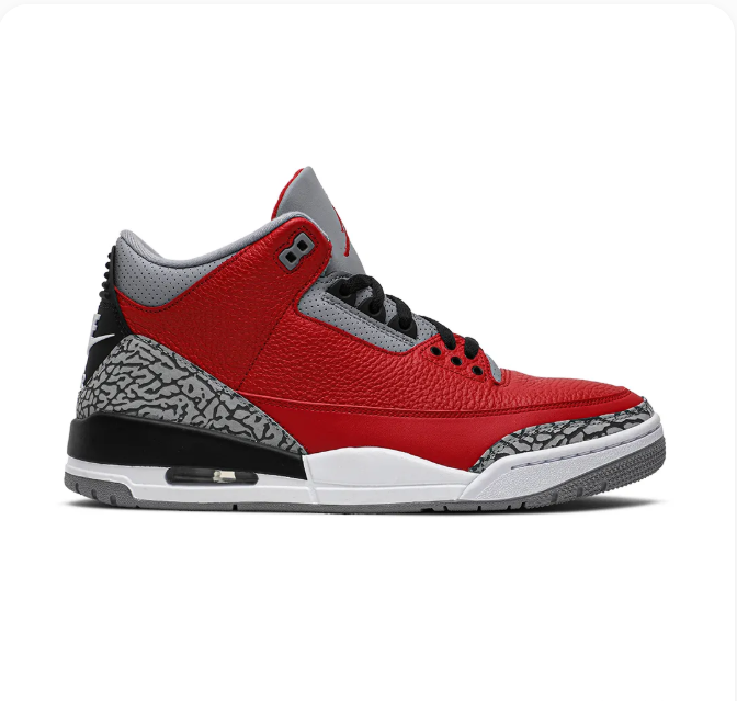 Red & Black Sneakers with Grey Elephant-Print Overlays