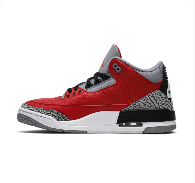 Red & Black Sneakers with Grey Elephant-Print Overlays