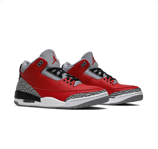 Red & Black Sneakers with Grey Elephant-Print Overlays
