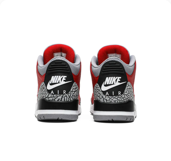 Red & Black Sneakers with Grey Elephant-Print Overlays