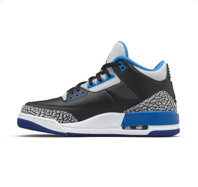Black & Blue Sneakers with Grey Elephant-Print Overlays