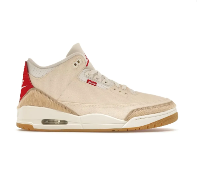 Cream & Tan Sneakers with Red Heel Tabs & Gum Soles