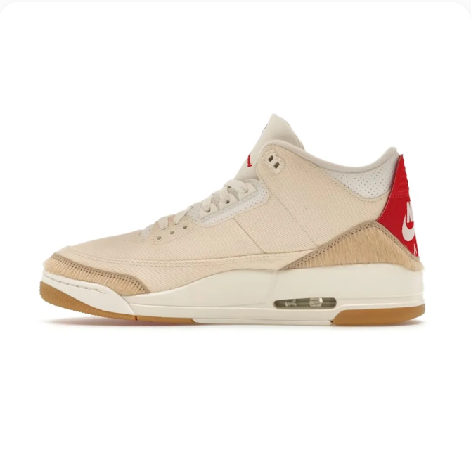 Cream & Tan Sneakers with Red Heel Tabs & Gum Soles