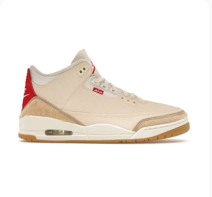Cream & Tan Sneakers with Red Heel Tabs & Gum Soles