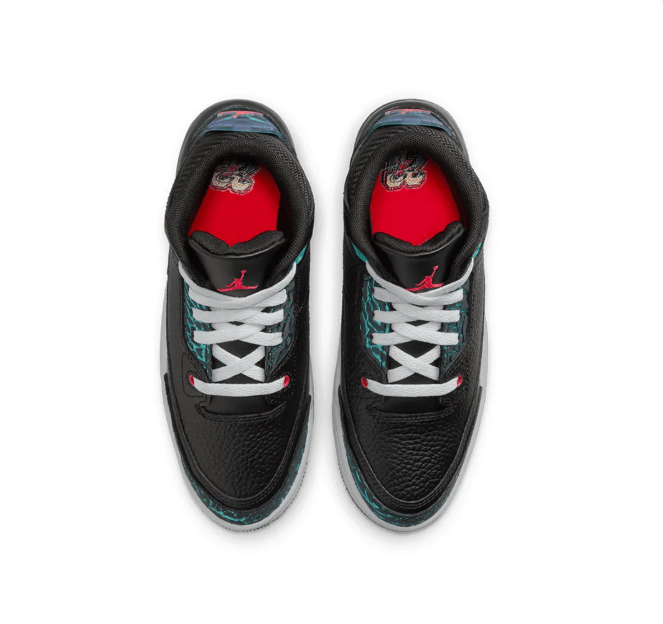 Black & Teal Sneakers with Elephant-Print Overlays & Red Accents