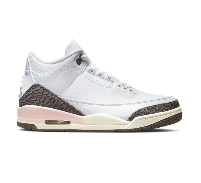 White & Pink Sneakers with Brown Elephant-Print Overlays